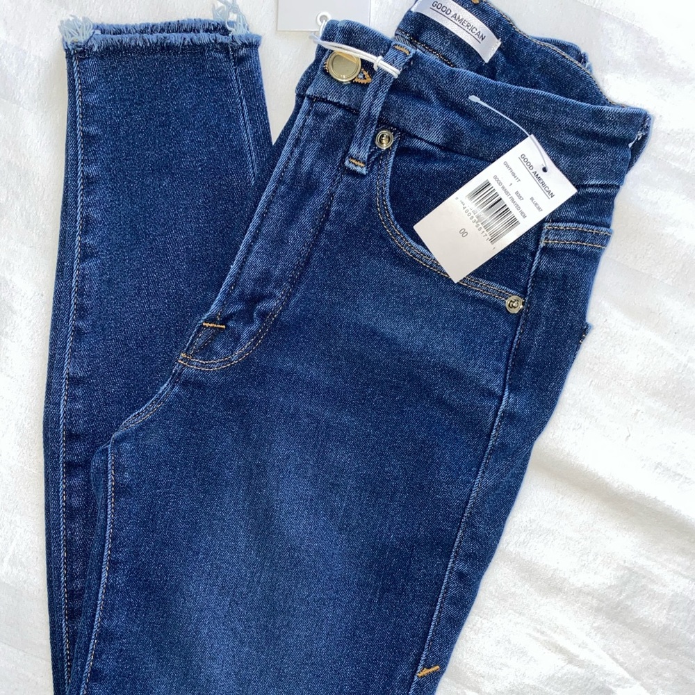 Good American Frayed Hem Jeans